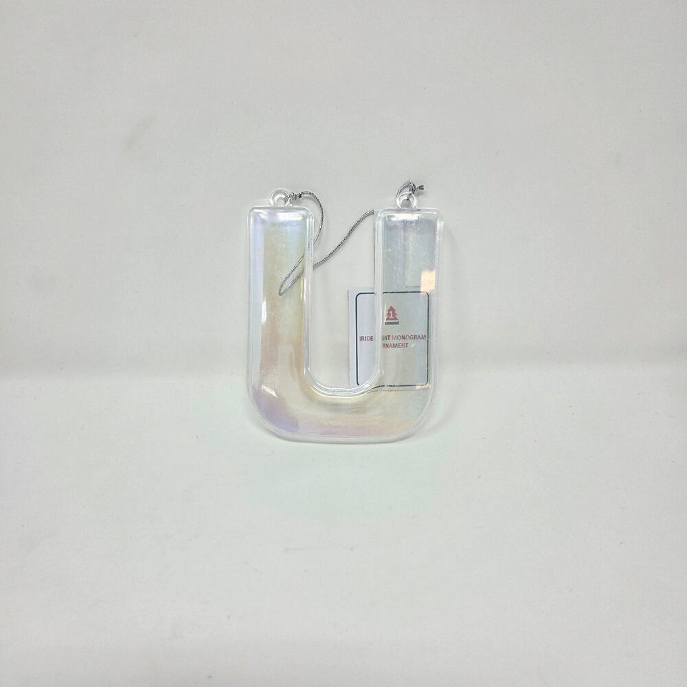 U Iridescent Monogram Initial Christmas Ornament